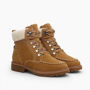 NEW rag & bone Cameron Suede Shearling Hiking Boots Caramel Suede Shearling 36.5
